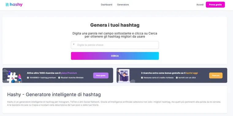 Hashy per generare hashtag