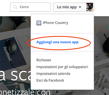 Aggiungi App Facebook