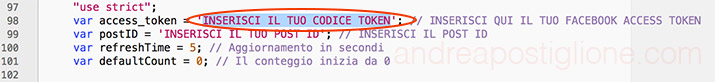 Codice Token nel file