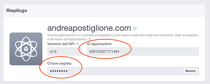 Info di App Facebook