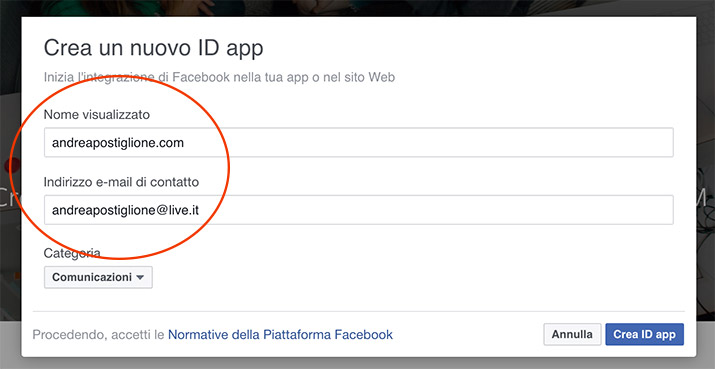 Registrazione con nome e email