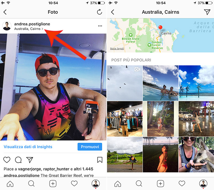 Luogo delle foto su Instagram