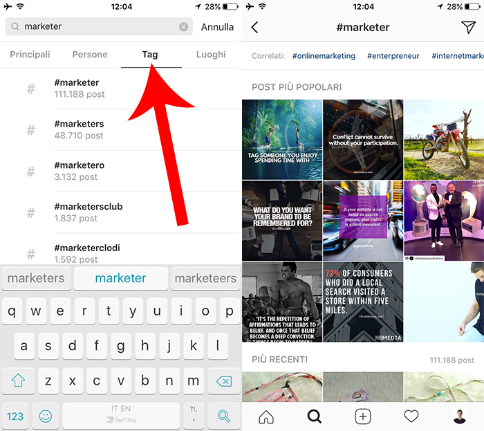 Tag popolari su Instagram