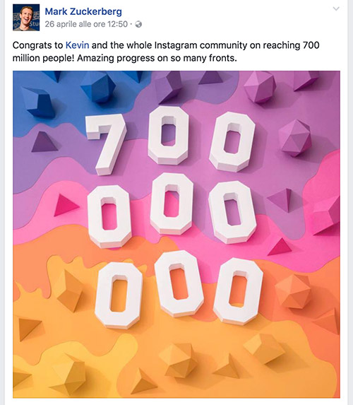 700 milioni di utenti su Instagram