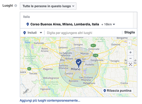 Mappa su Facebook ads