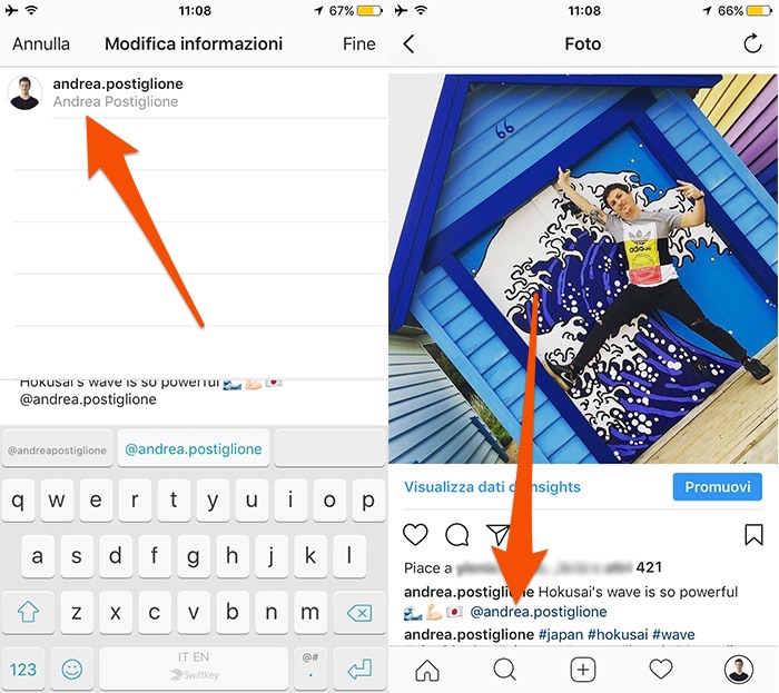 Menzione su Instagram
