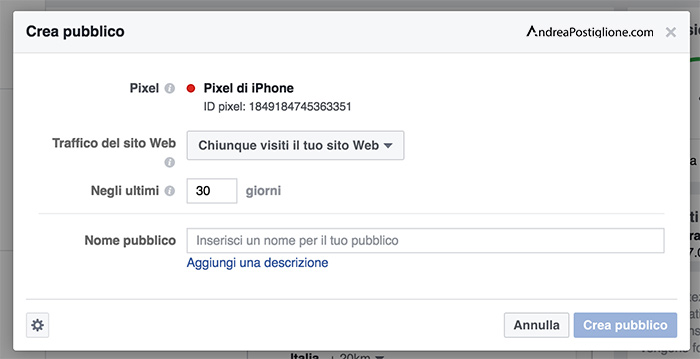 Pubblico da Facebook Pixel