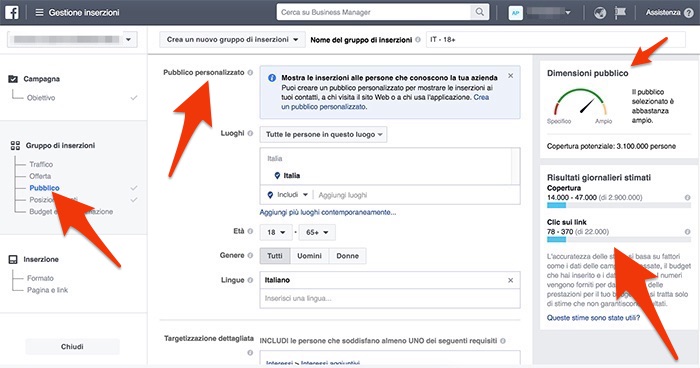 Pubblico del post sponsorizzato su Instagram