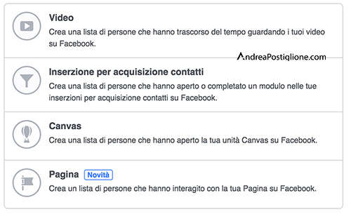 Pubblico personalizzato su Facebook Ads