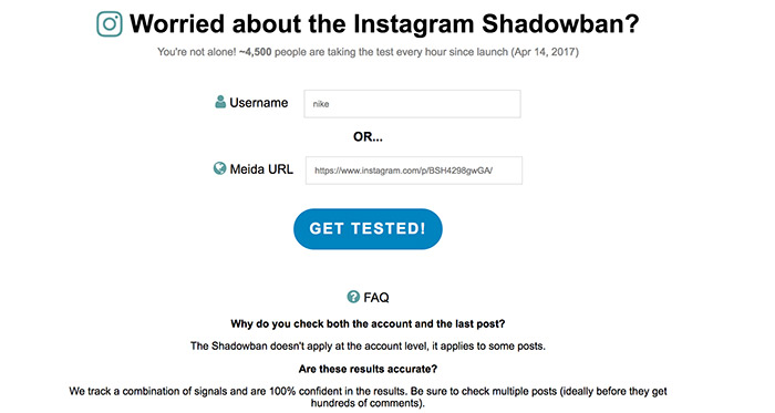 Instagram Shadowban tester