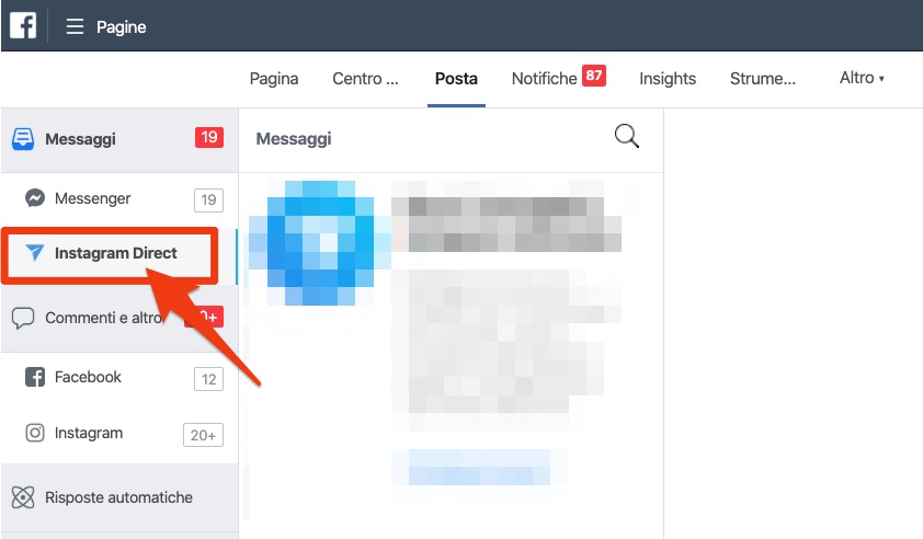 Instagram Direct su Facebook