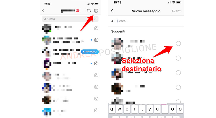 Scrivere un messaggio direct su Instagram