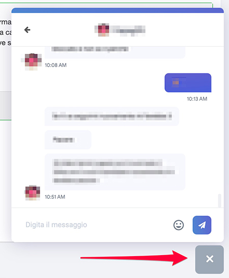 Chat compatta dei direct su Ninchi