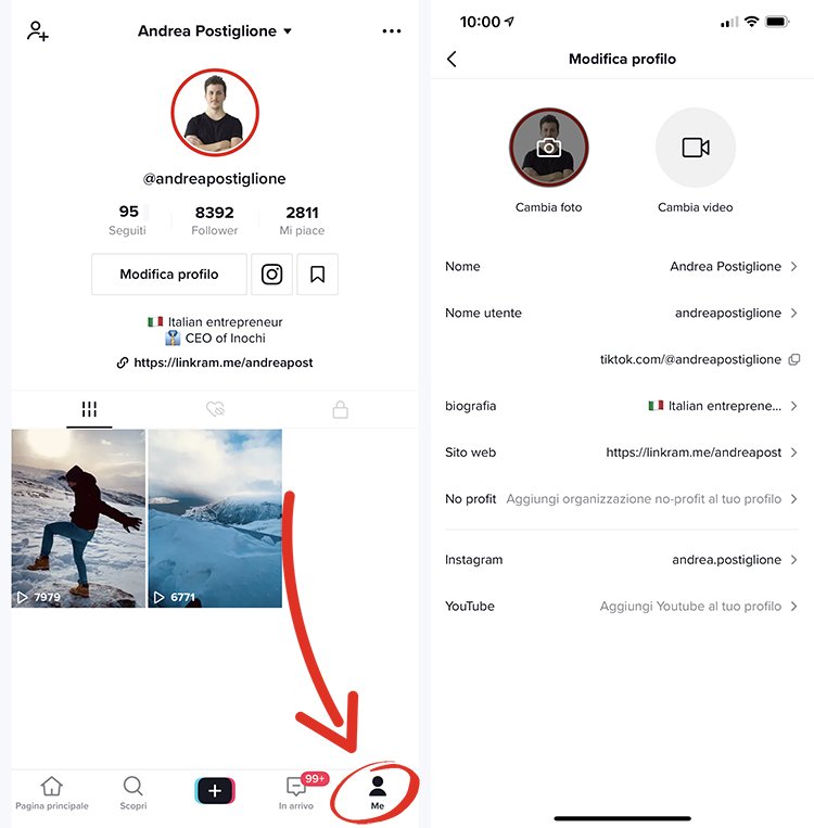 Modifica profilo su TikTok