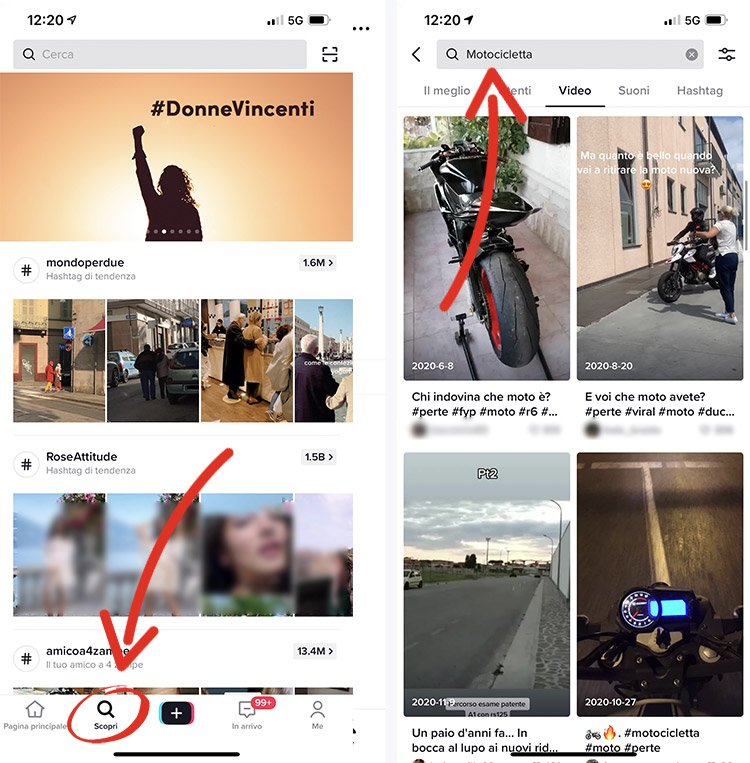 Pagina Esplora di TikTok