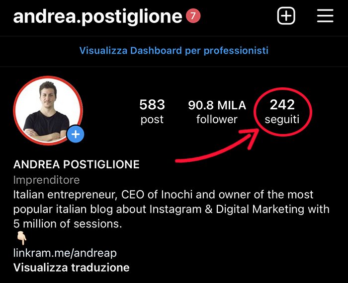 Profili seguiti su Instagram