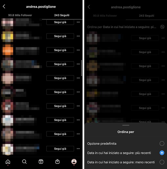 Unfollow veloce manuale su Instagram