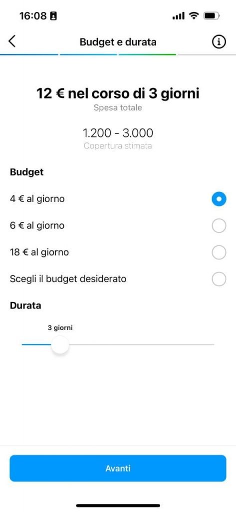 Durata Budget su Instagram Ads