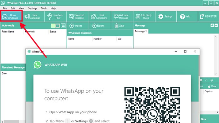 Scannerizzare il codice QR per WhatBot