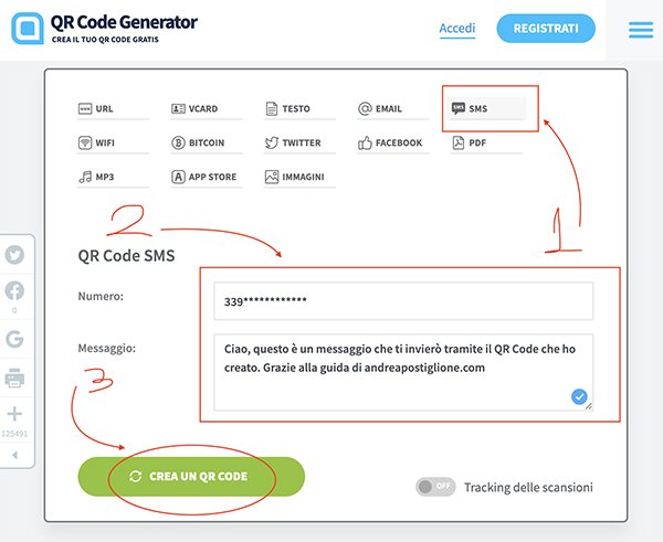Crea QR Code con QR code Generator