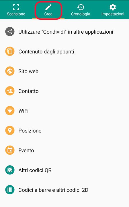 Crea QR Code con Android app