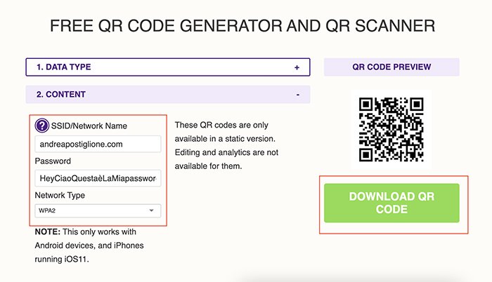 Creare QR Code con QR Stuff