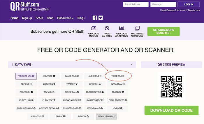 QR Code per video