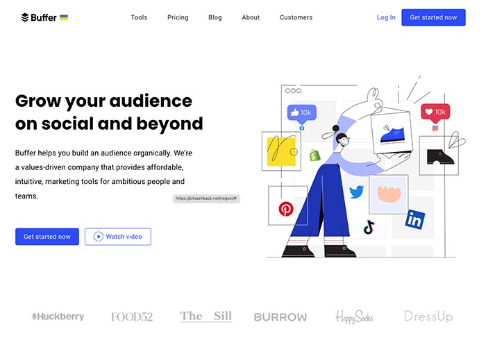 Homepage di Buffer