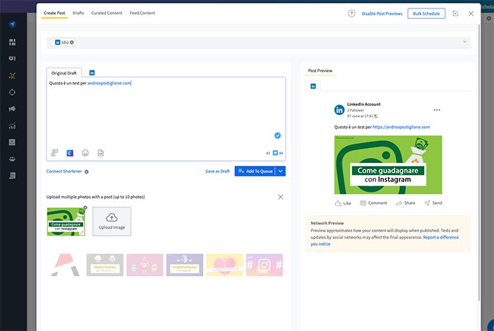 Programmare post su Linkedin da SocialPilot