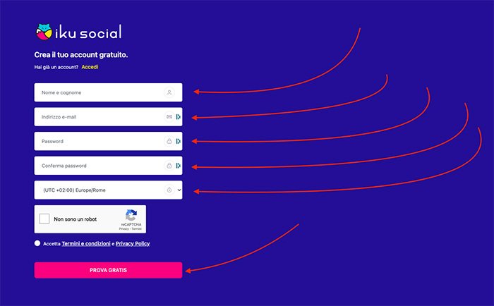 Registrazione su Iku Social