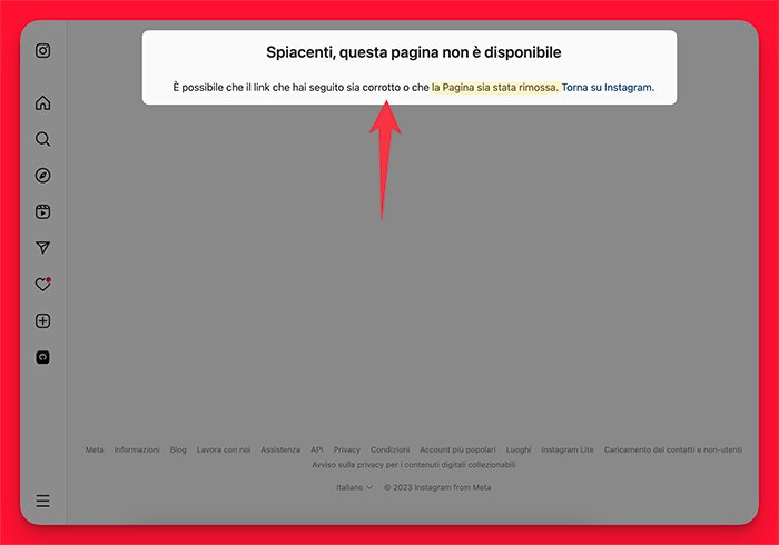 Account Instagram eliminato