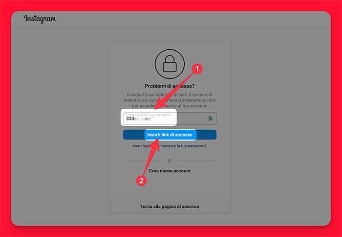 Recuperare accesso Instagram con telefono