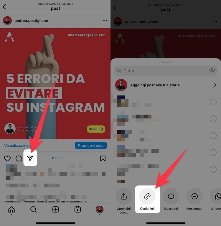 Copiare link per il Repost
