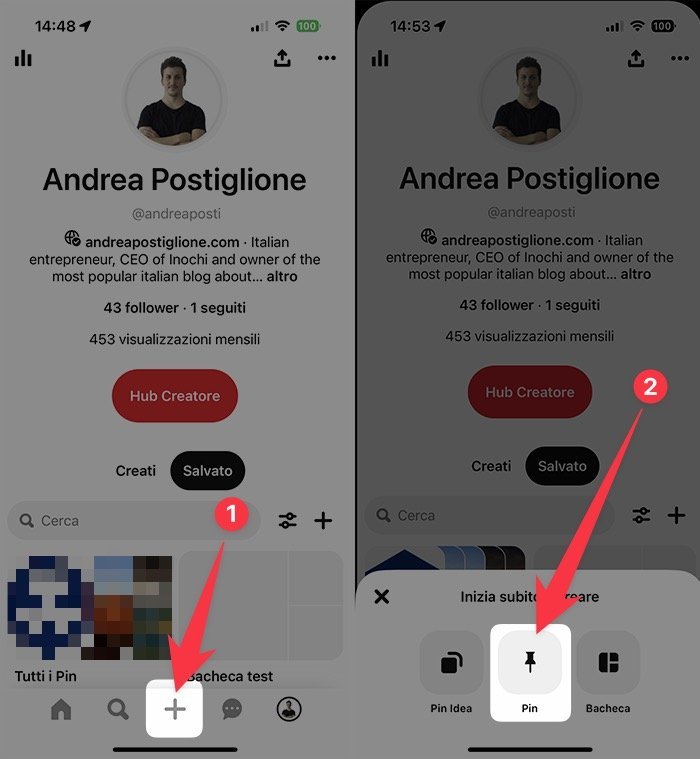 Creare pint su Pinterest