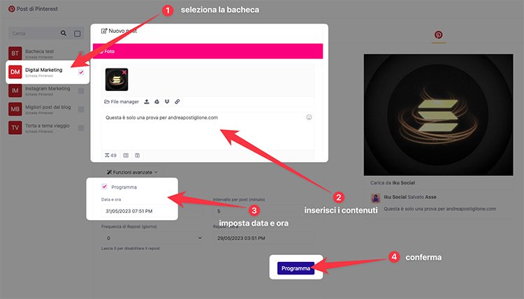 Programmare post su Pinterest da Iku Social