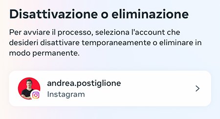 Disattivazione o cancellazione Instagram su iOS