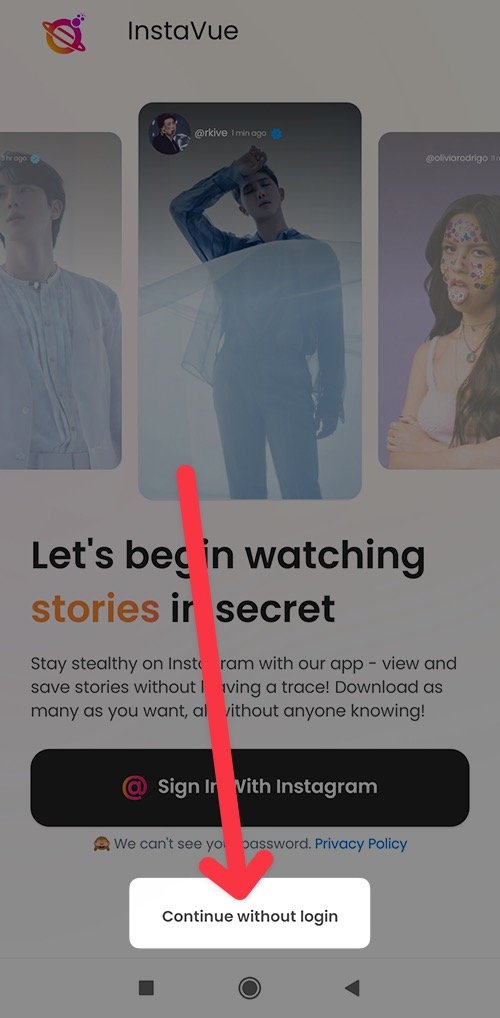Instavue continua senza accesso