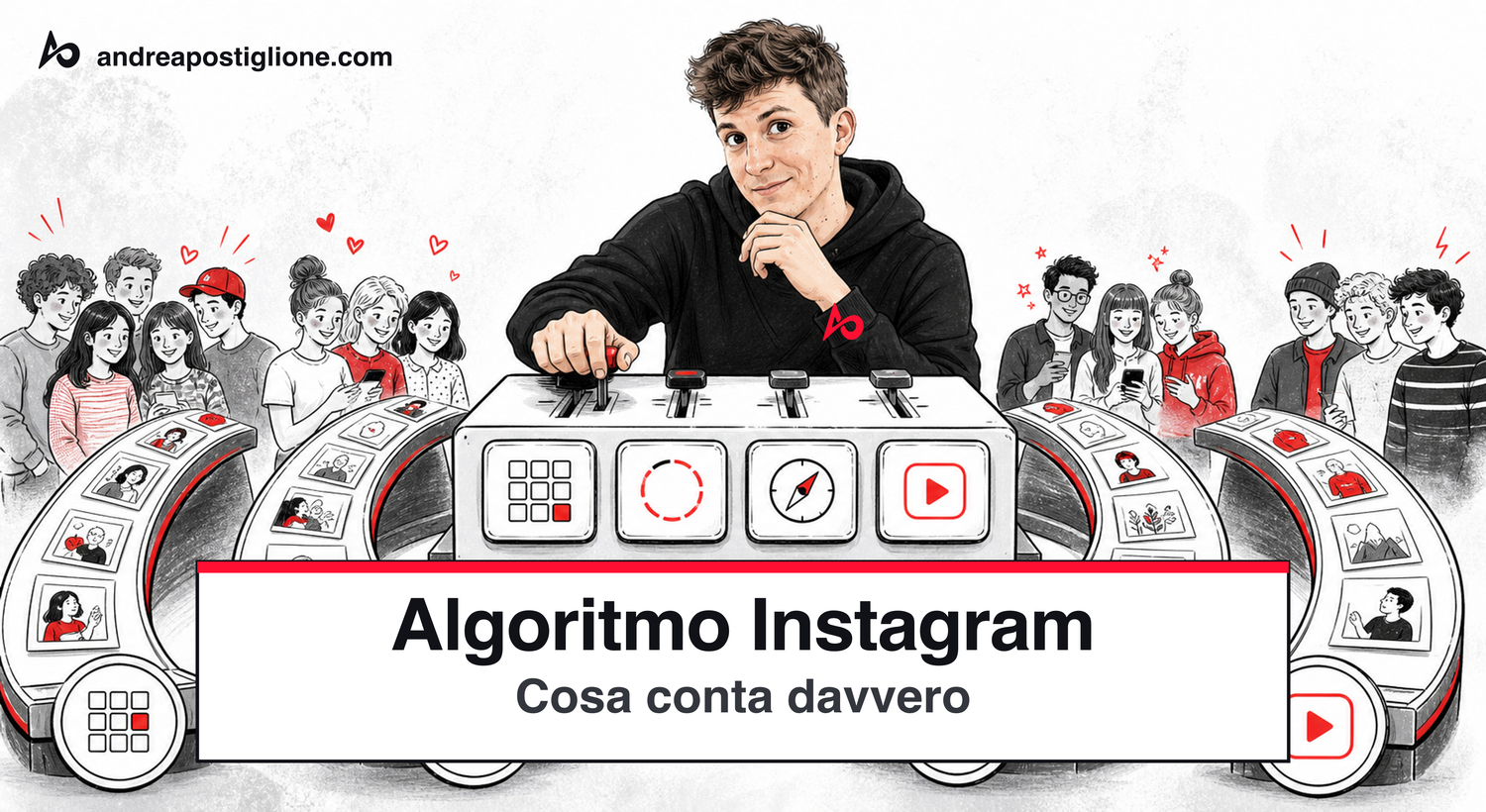 Andrea osserva i percorsi con cui Instagram distribuisce Feed, Stories, Esplora e Reels