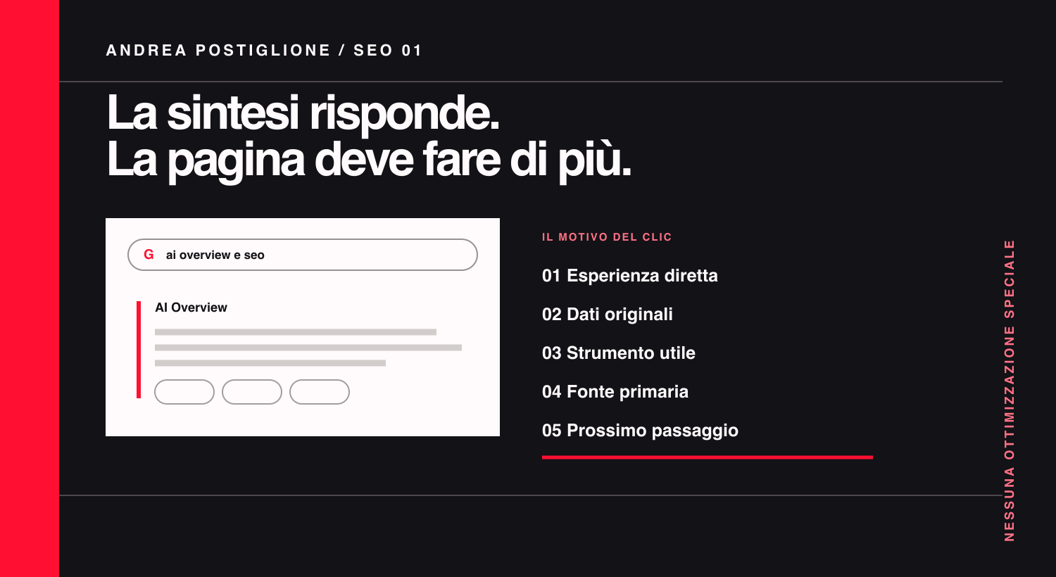 Laboratorio editoriale per progettare contenuti SEO nelle AI Overview di Google