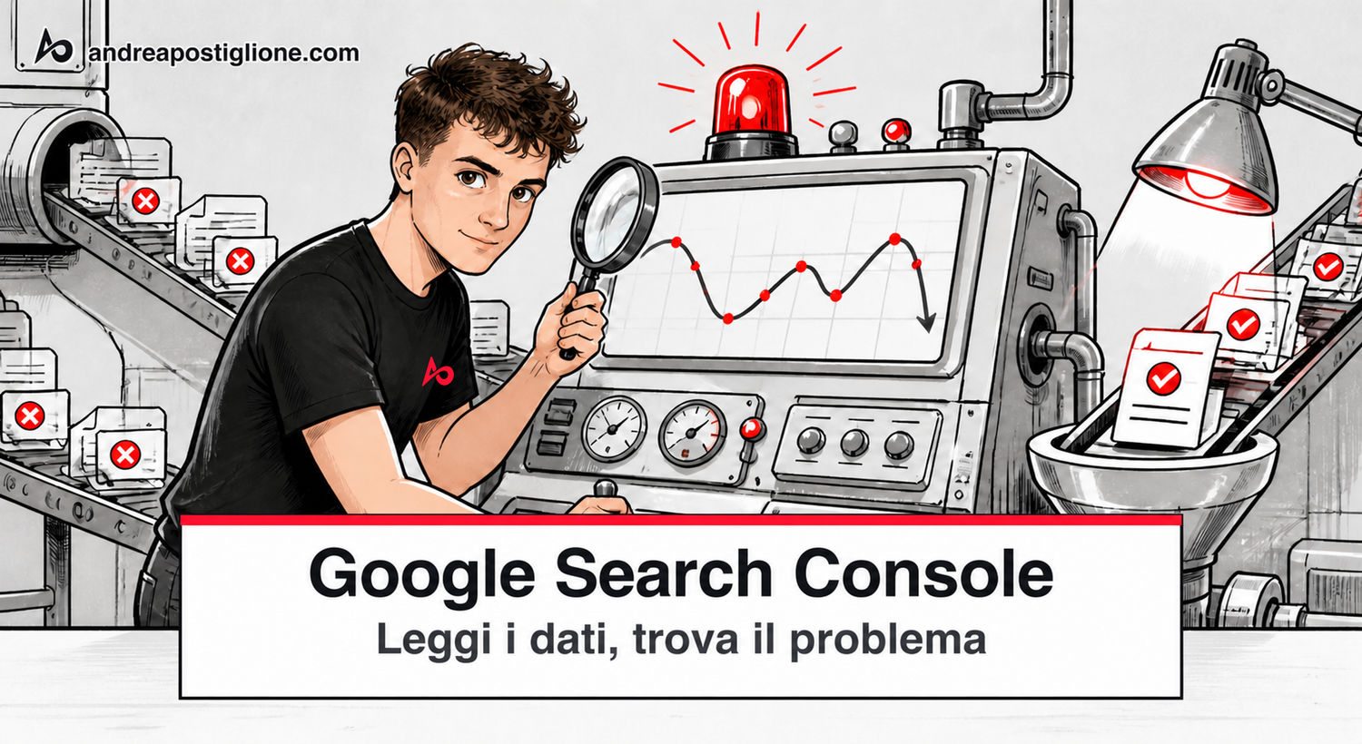 Andrea usa una console diagnostica per controllare traffico e indicizzazione